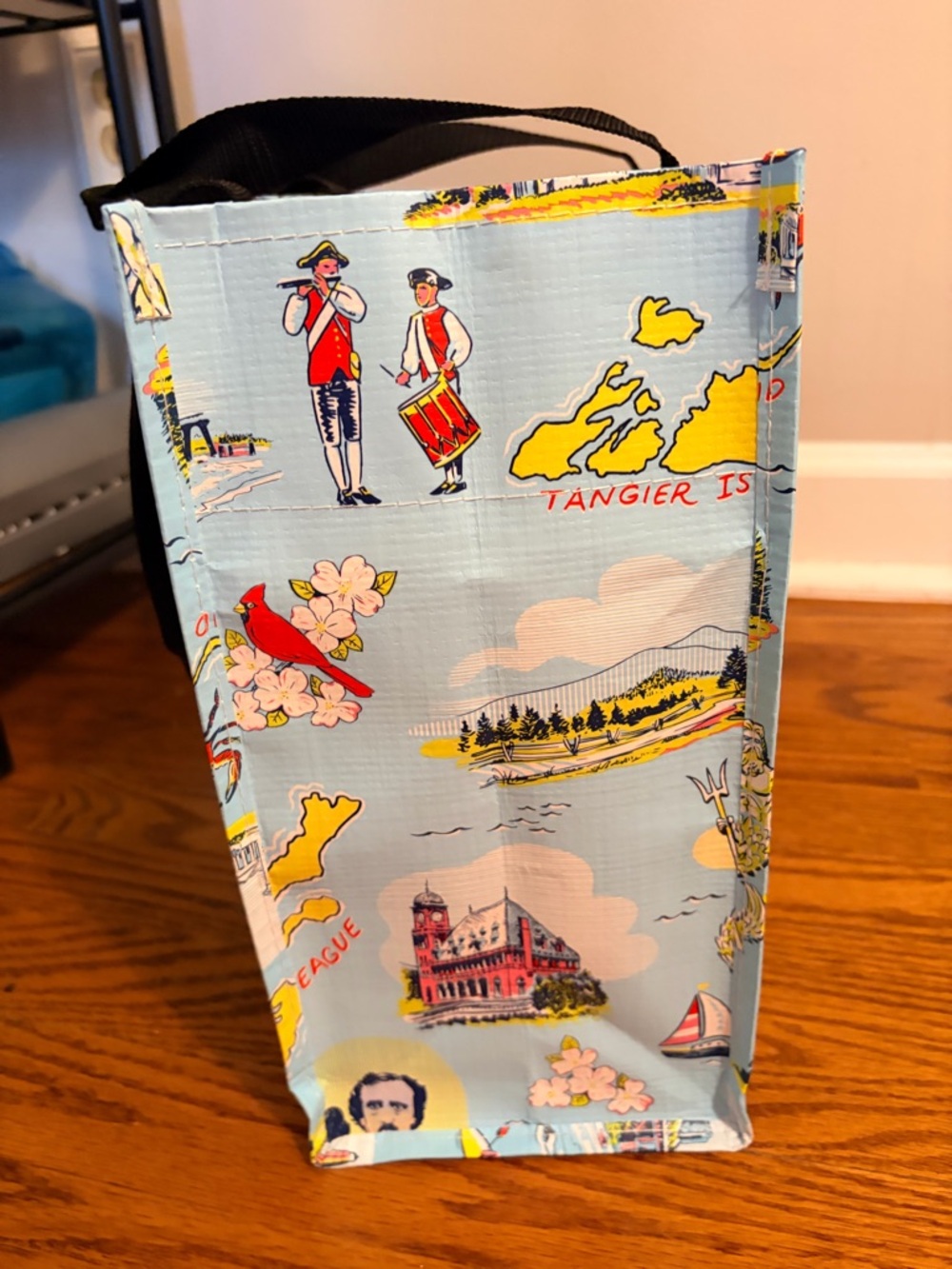 Scout VA Map Print Tote Bag - Light Blue with Yellow Accents - Picture 3 of 5